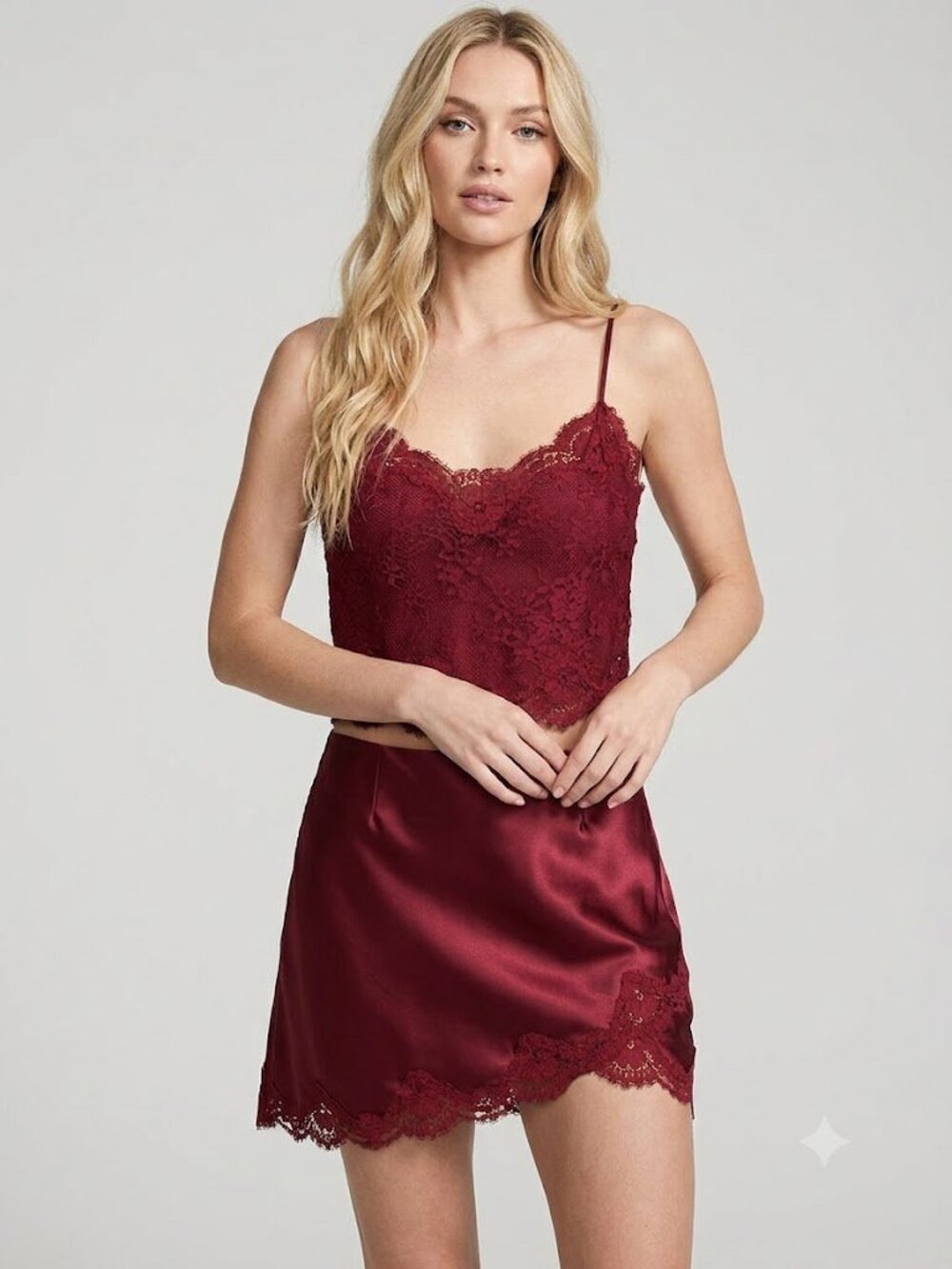 Victoria's Secret Satin Lace Cami & Mini Skirt Set Small NWT